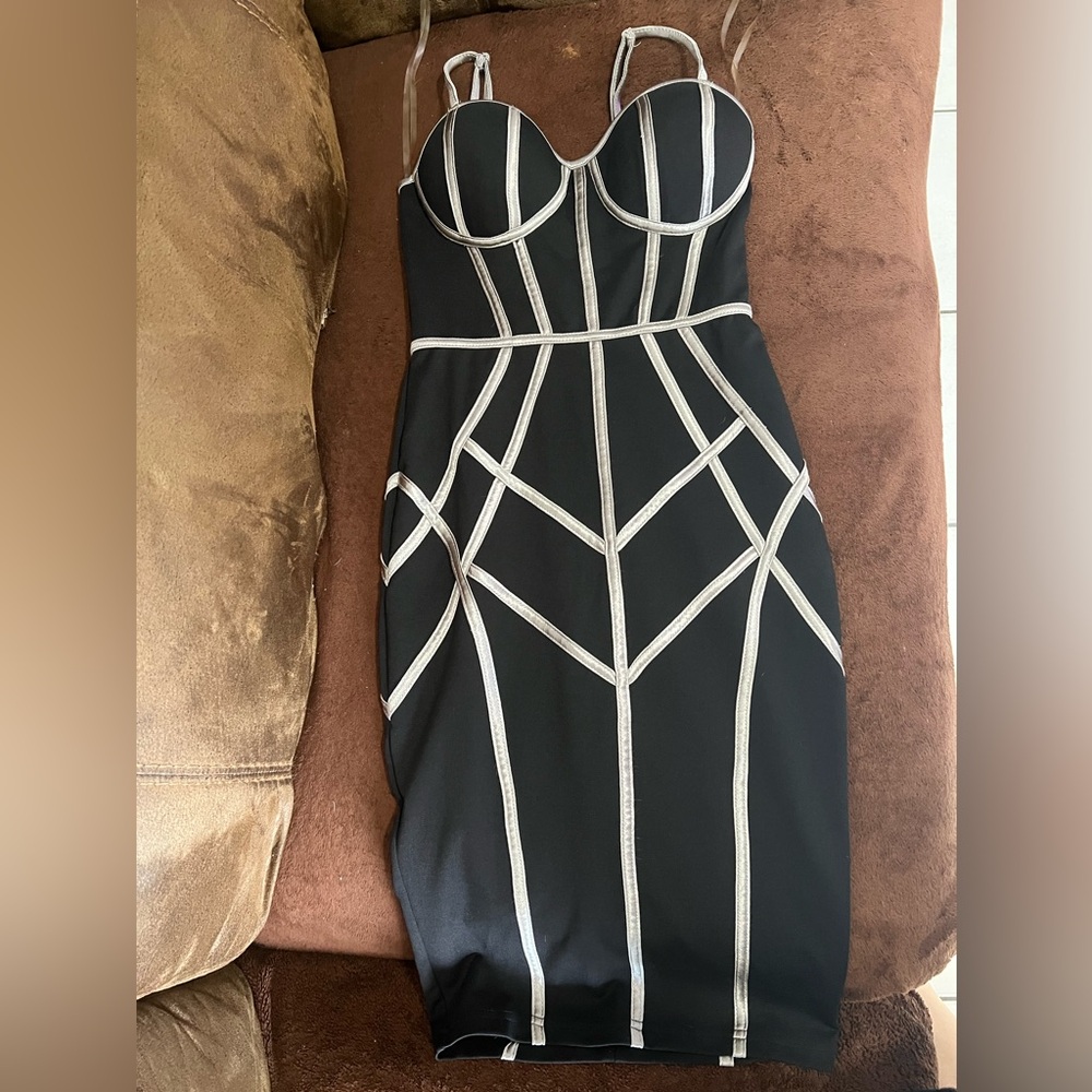 Black and Silver Entry Mini Dress